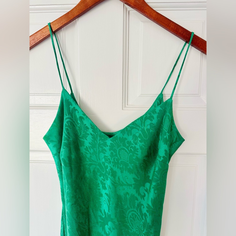 Rubber Ducky Emerald Green Dress Sleeveless Midi S Floral Pattern Elegant Sexy - Picture 3 of 12
